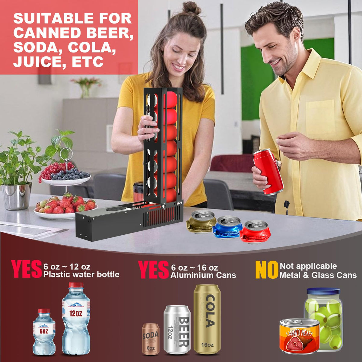 Automatic Electric Can Crusher with Auto Eject, Holds 8 Cans, Black Z8124