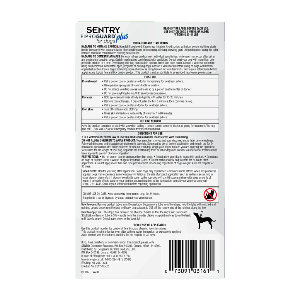 Flea and Tick Prevention for Dogs 23-44 Pounds 3 Month Supply Topical Flea Treatments Y441