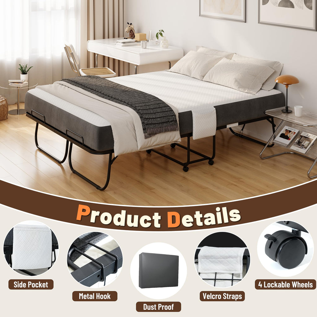 Full Size Folding Bed with Memory Foam Mattress U41469