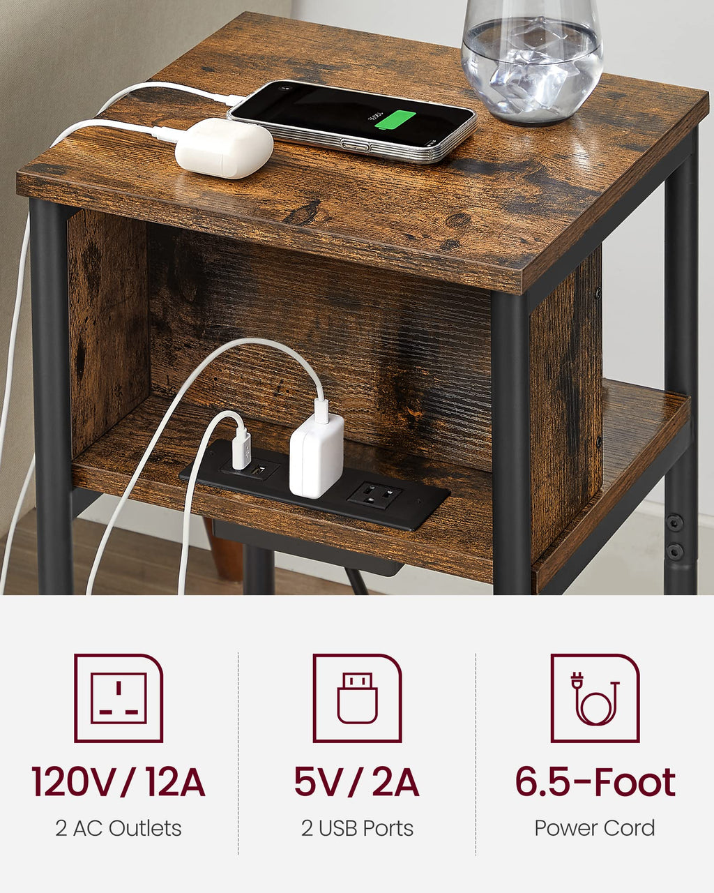 Side Table with Charging Station E38456