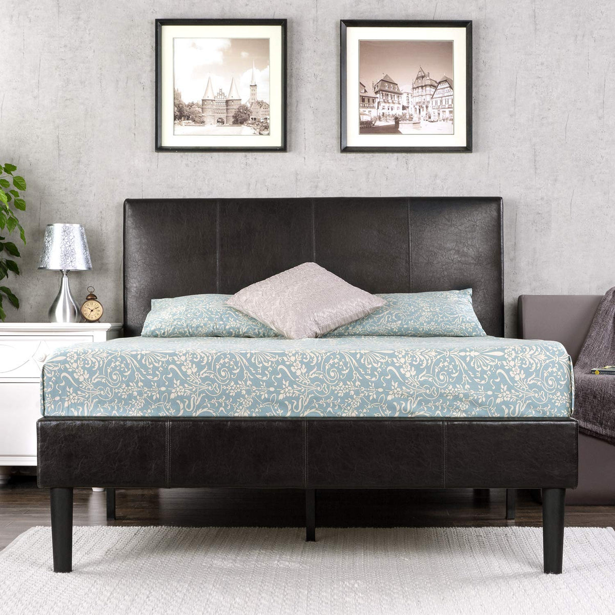 Faux Leather Upholstered Platform Bed Frame California King M993836