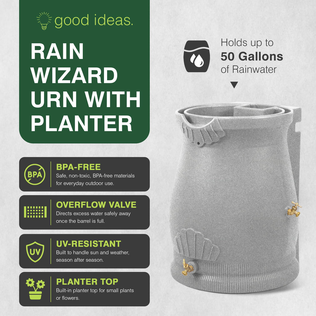 50 Gallon Urn Shaped Water Collection Barrel H320781