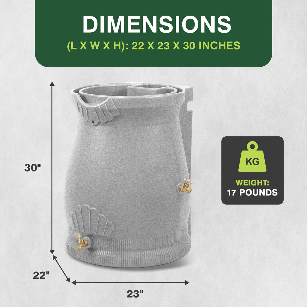 50 Gallon Urn Shaped Water Collection Barrel H320781