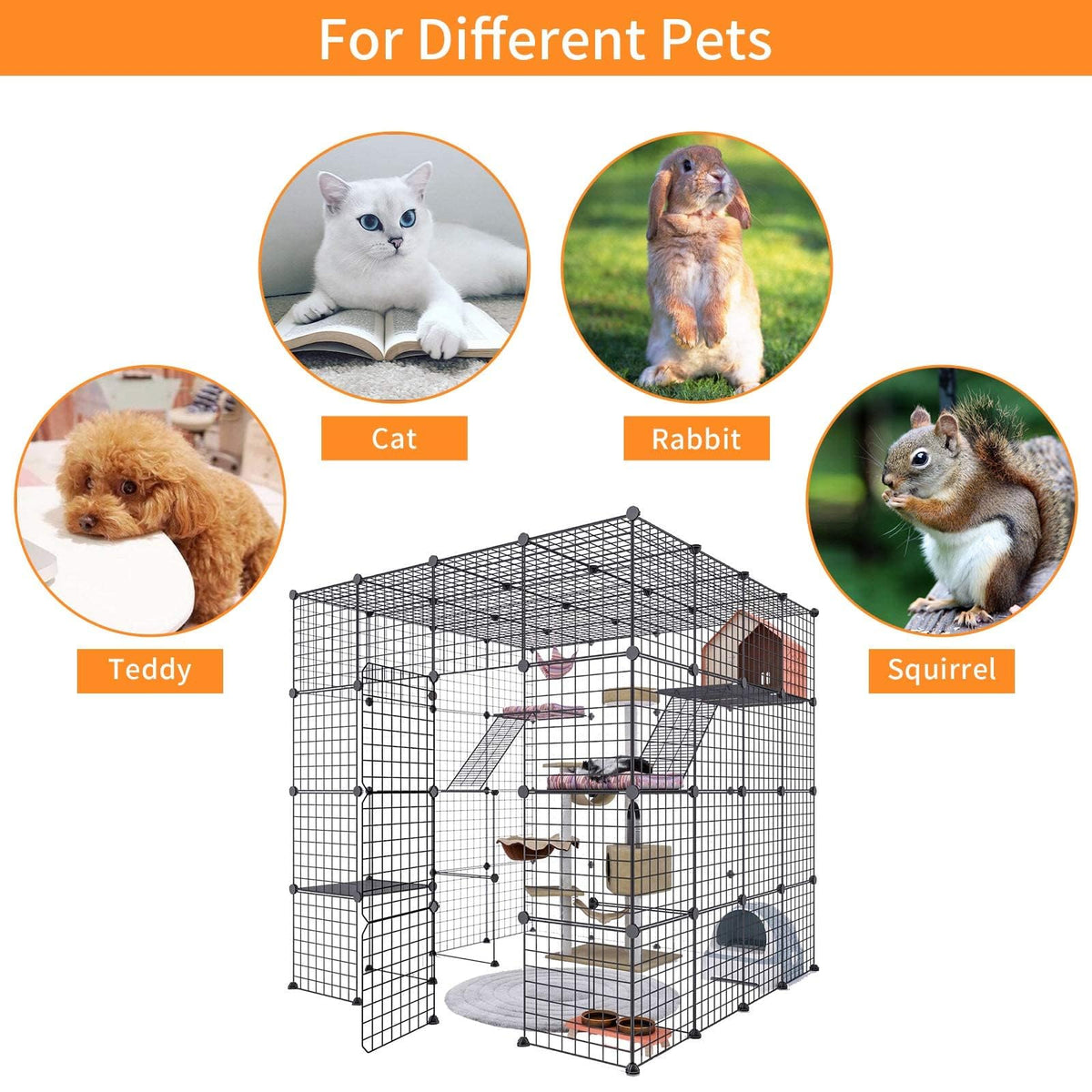 Large Indoor Cat Playpen Metal Wire Cage 55L x 55W x 55H Inchs I916