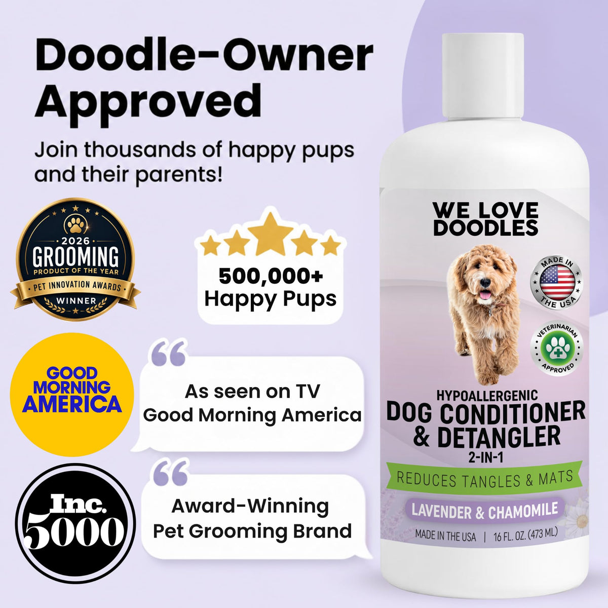 2-in-1 Dog Conditioner & Detangler, Lavender, 16OZ G303