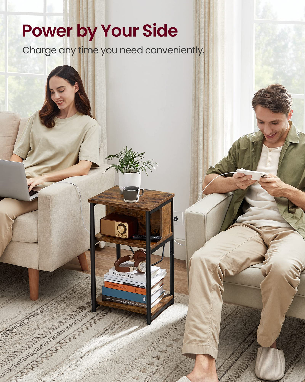 Side Table with Charging Station E38456