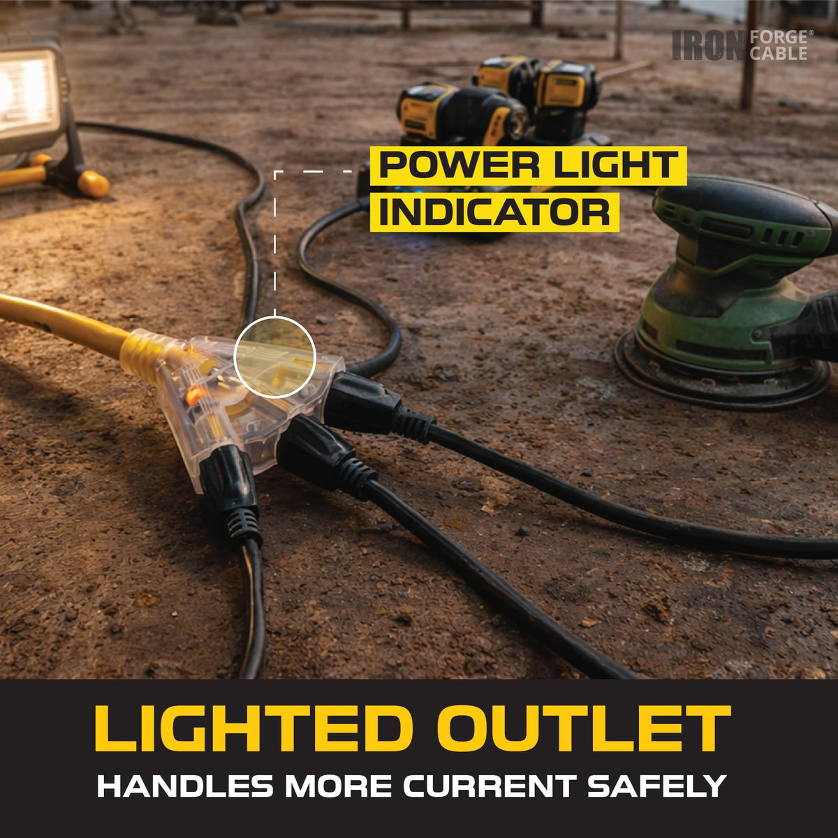 50 Foot Lighted Outdoor Extension Cord with 3 Outlets V32479