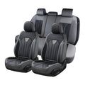 Leather Seat Covers Full Set 5 Seats Gray Black A8684