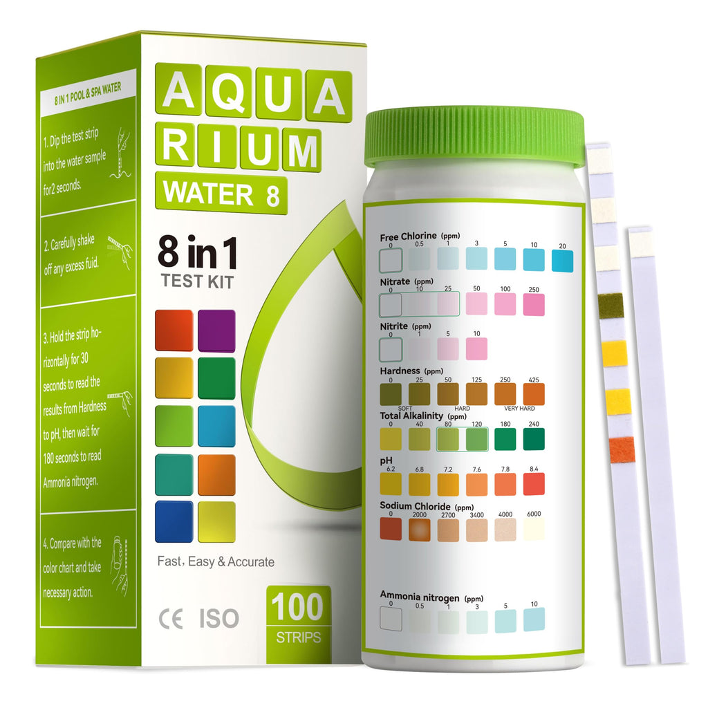 Aquarium Ammonia Test Strips 8-in-1 100 Strips W7870