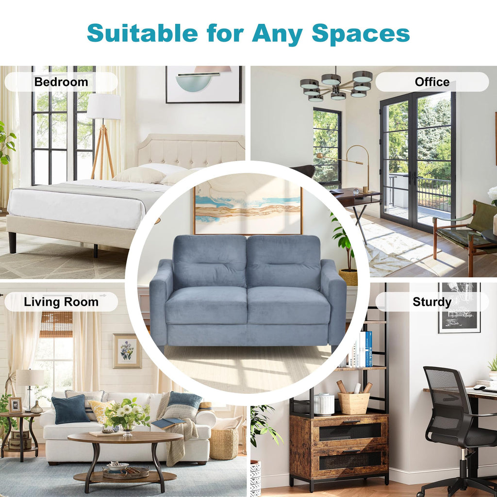 Light Gray Velvet Upholstered Loveseat Sofa I627