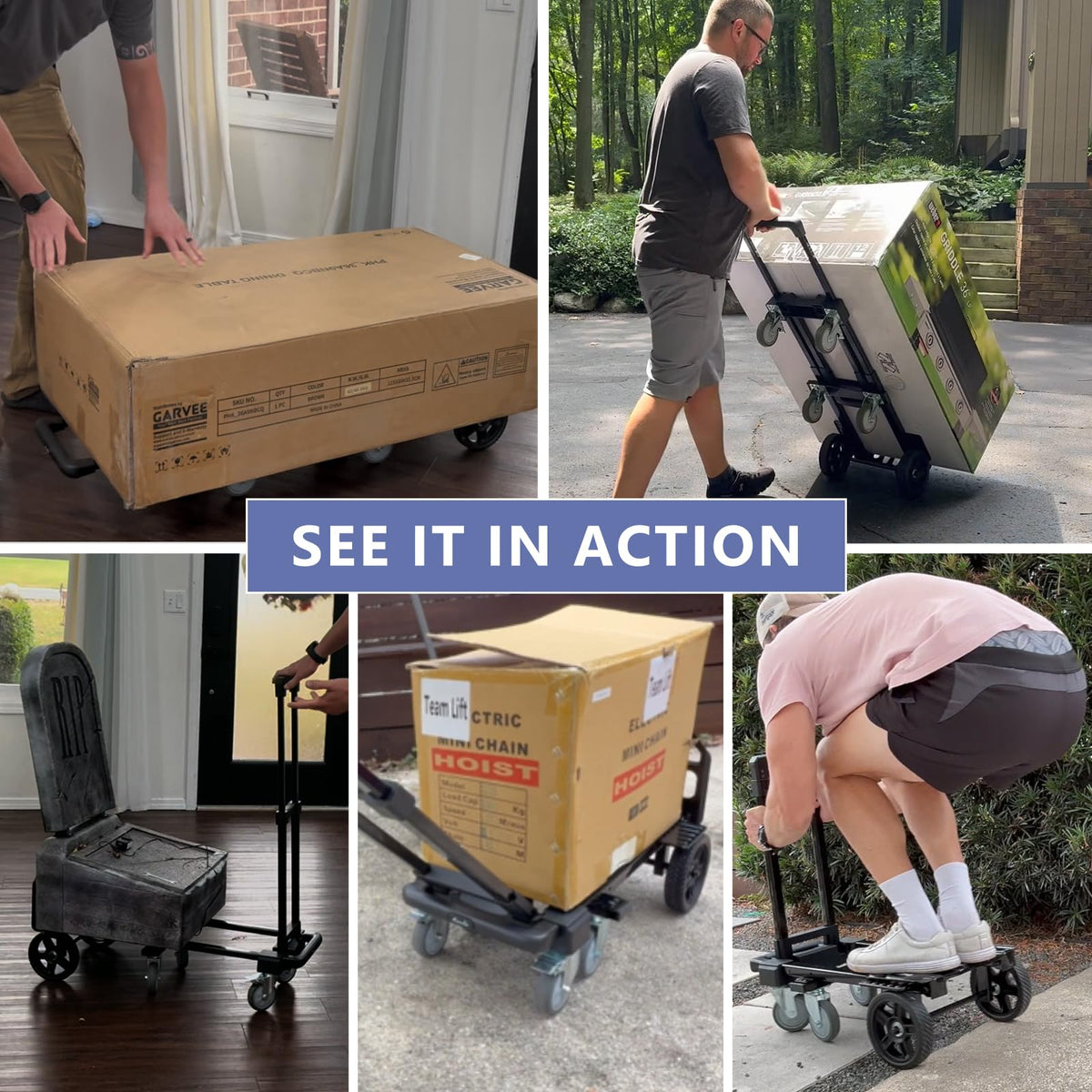 3-in-1 Convertible Dolly Cart 600LB Hand Truck with 6 Wheels P743330