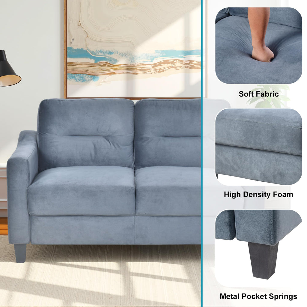 Light Gray Velvet Upholstered Loveseat Sofa I627