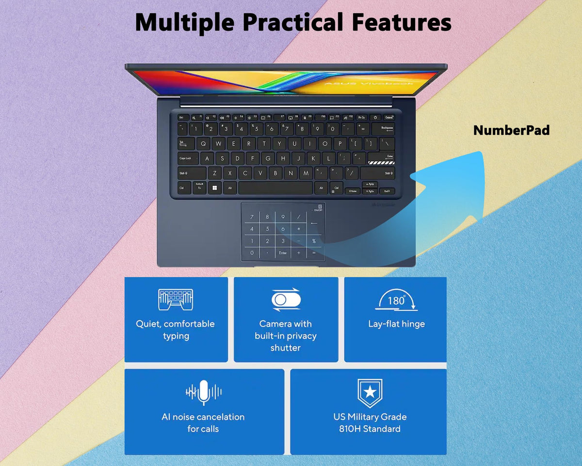14" FHD Laptop, 13th Gen Intel Core i7, 12GB RAM, 512GB SSD, Windows 11 C5006