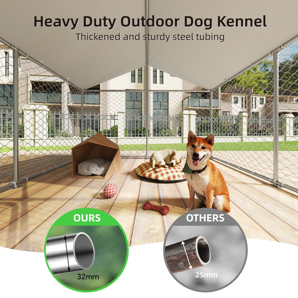 10x10FT Heavy Duty Outdoor Dog Kennel with Roof E712557