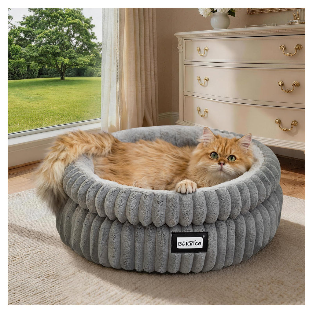 Washable Round Plush Cat Bed H102085