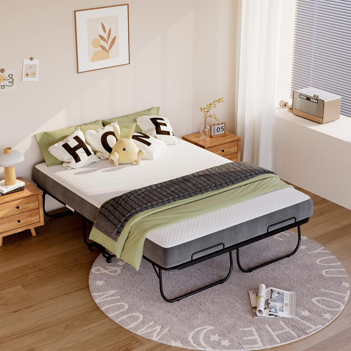 Full Size Folding Bed with Memory Foam Mattress U41469
