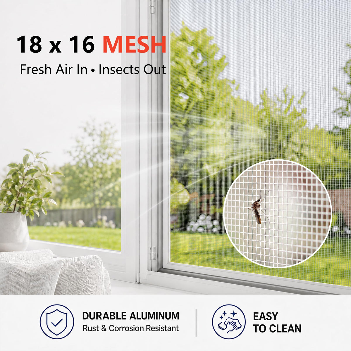 Aluminum Window Screen Mesh Roll 48 in x 100 ft 18x16 Mesh H487