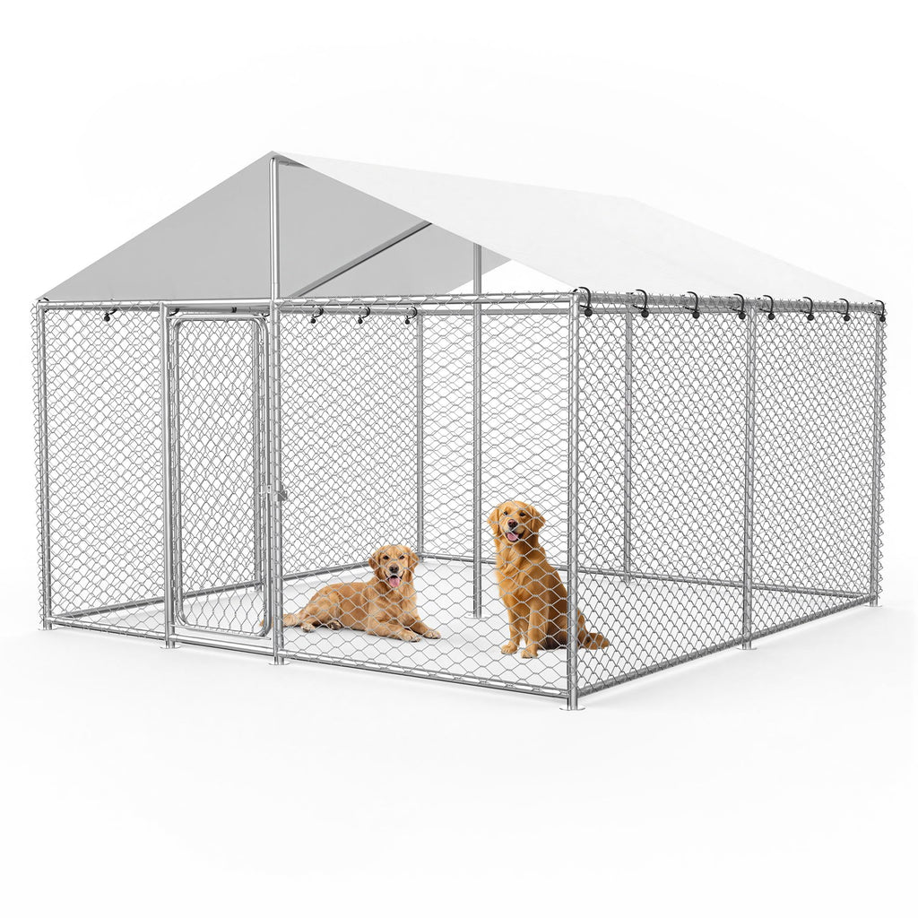10x10FT Heavy Duty Outdoor Dog Kennel with Roof E712557