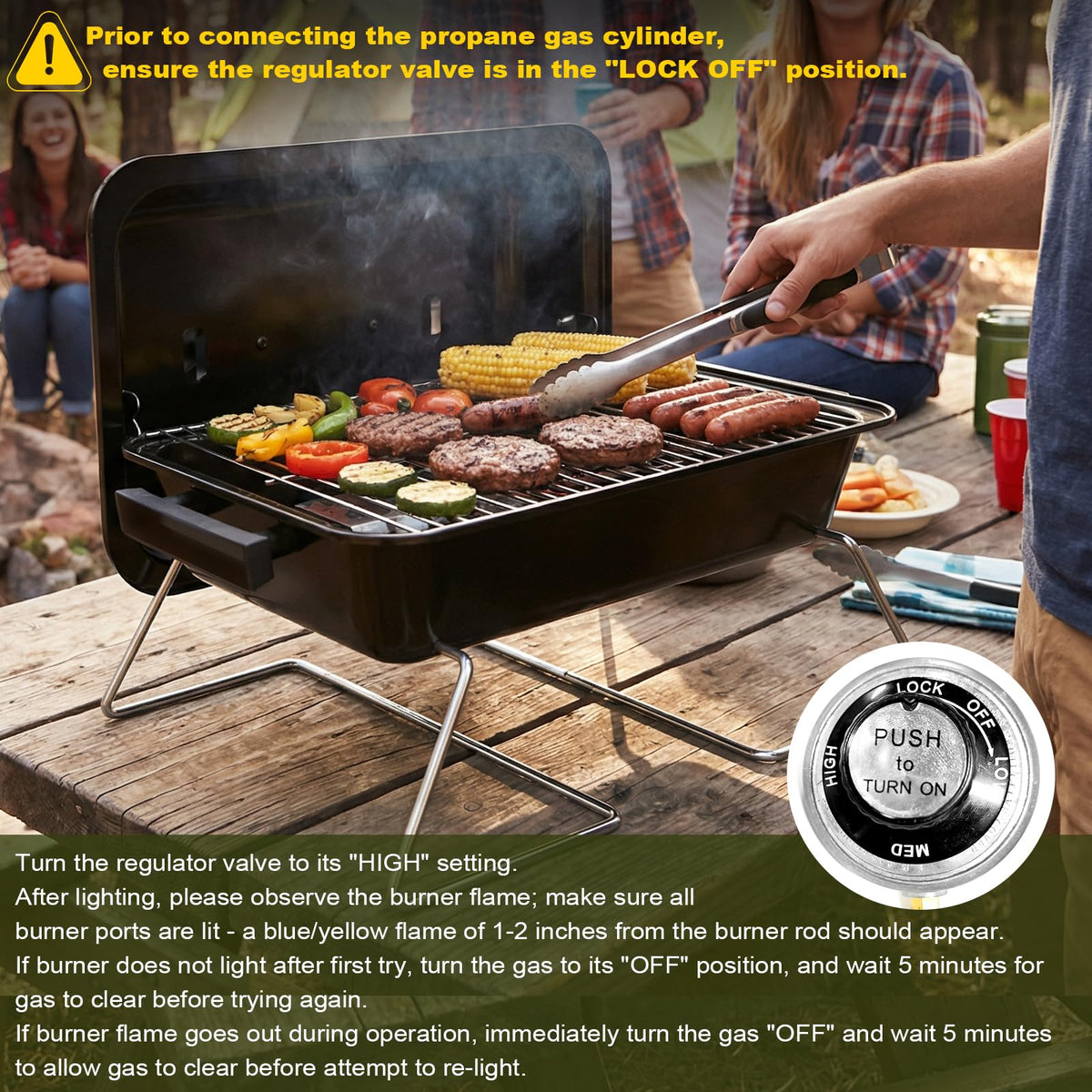 Portable Propane Gas Grill with Foldable Legs B805
