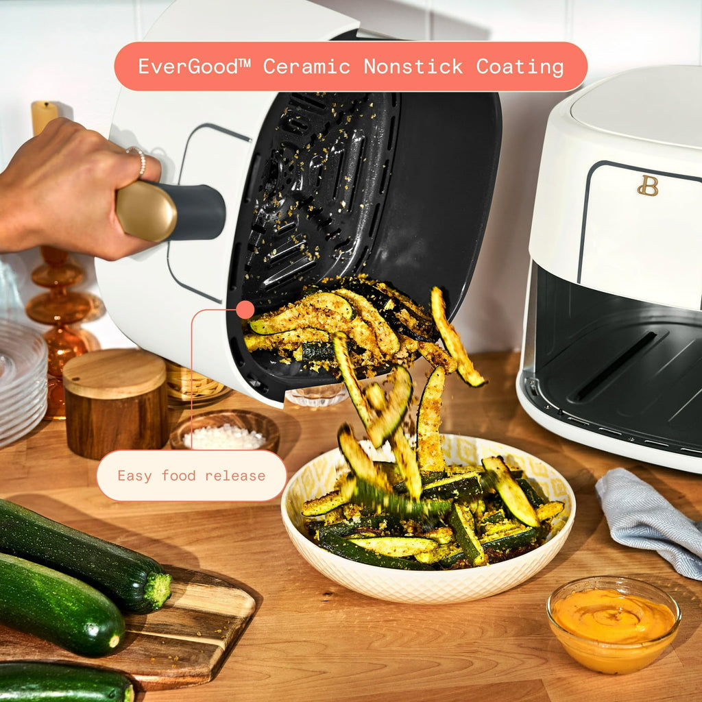 6 Quart Air Fryer with Touch-Activated Display, 4-in-1 Countertop Air Fryer 1750W, Nonstick Dishwasher Safe, White Icing G346
