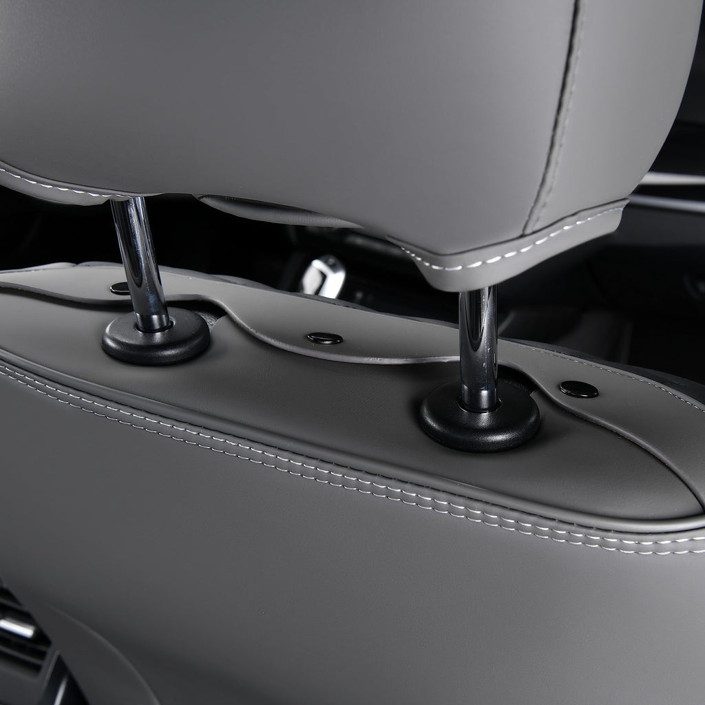 Leather Seat Covers Full Set 5 Seats Gray Black A8684