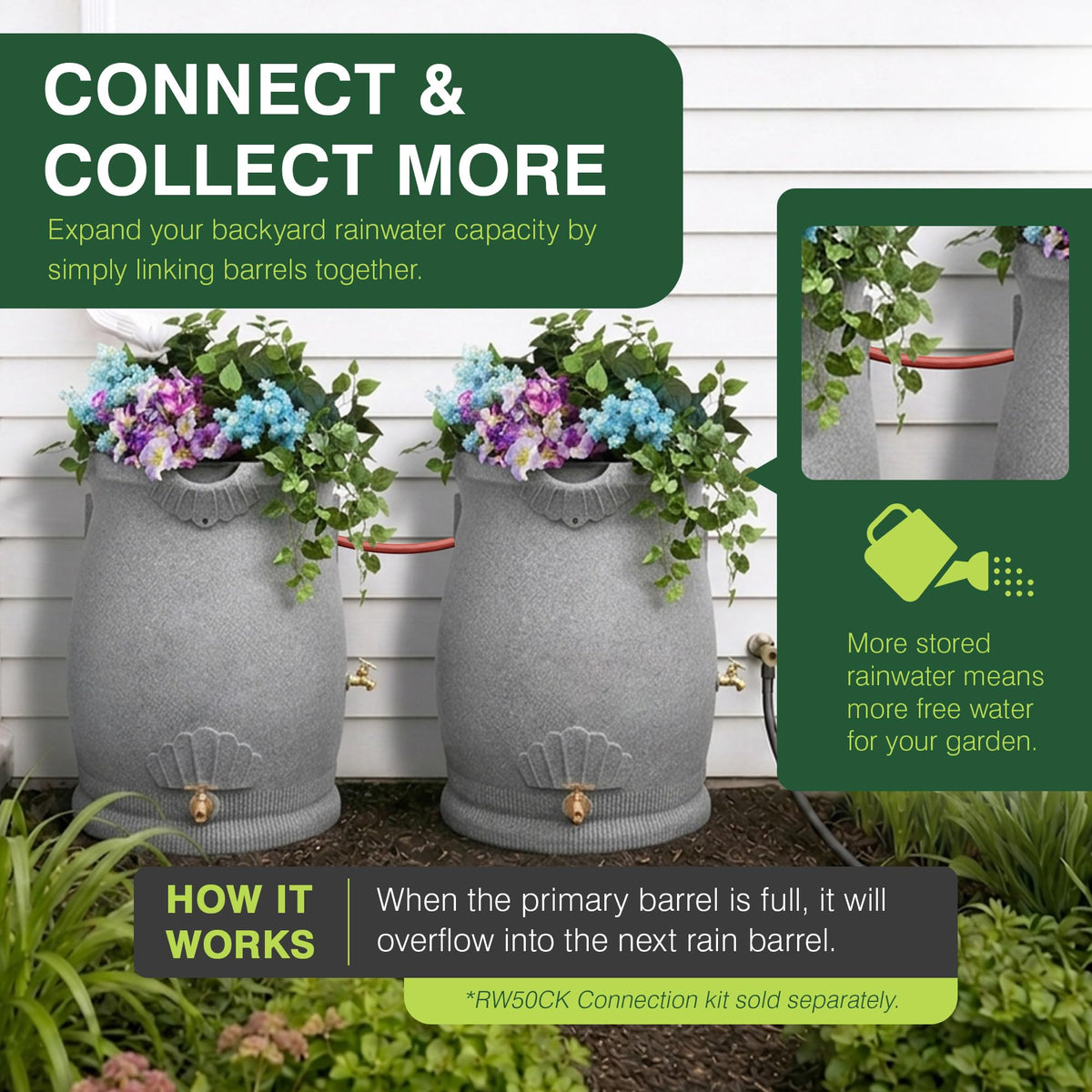 50 Gallon Urn Shaped Water Collection Barrel H320781