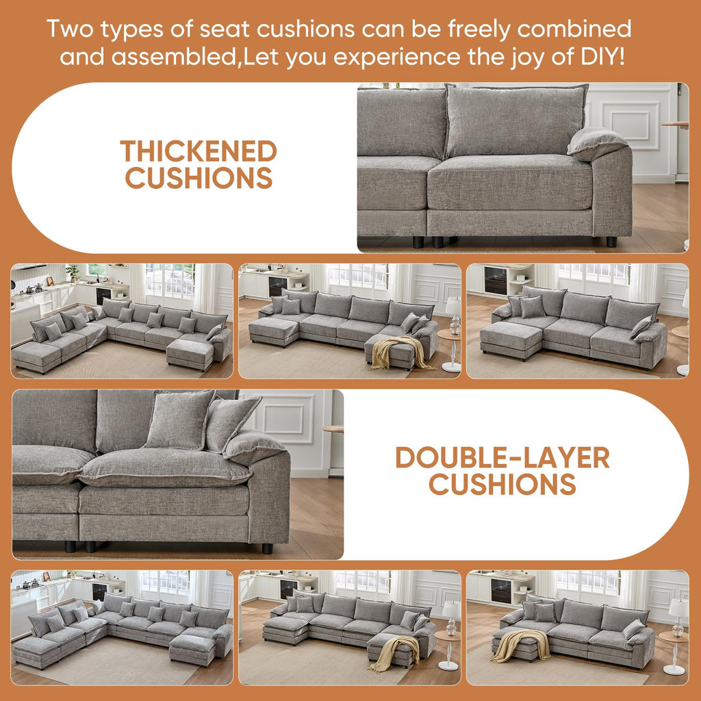 Light Gray Chenille 2 Seater Sofa with Pillows S67319