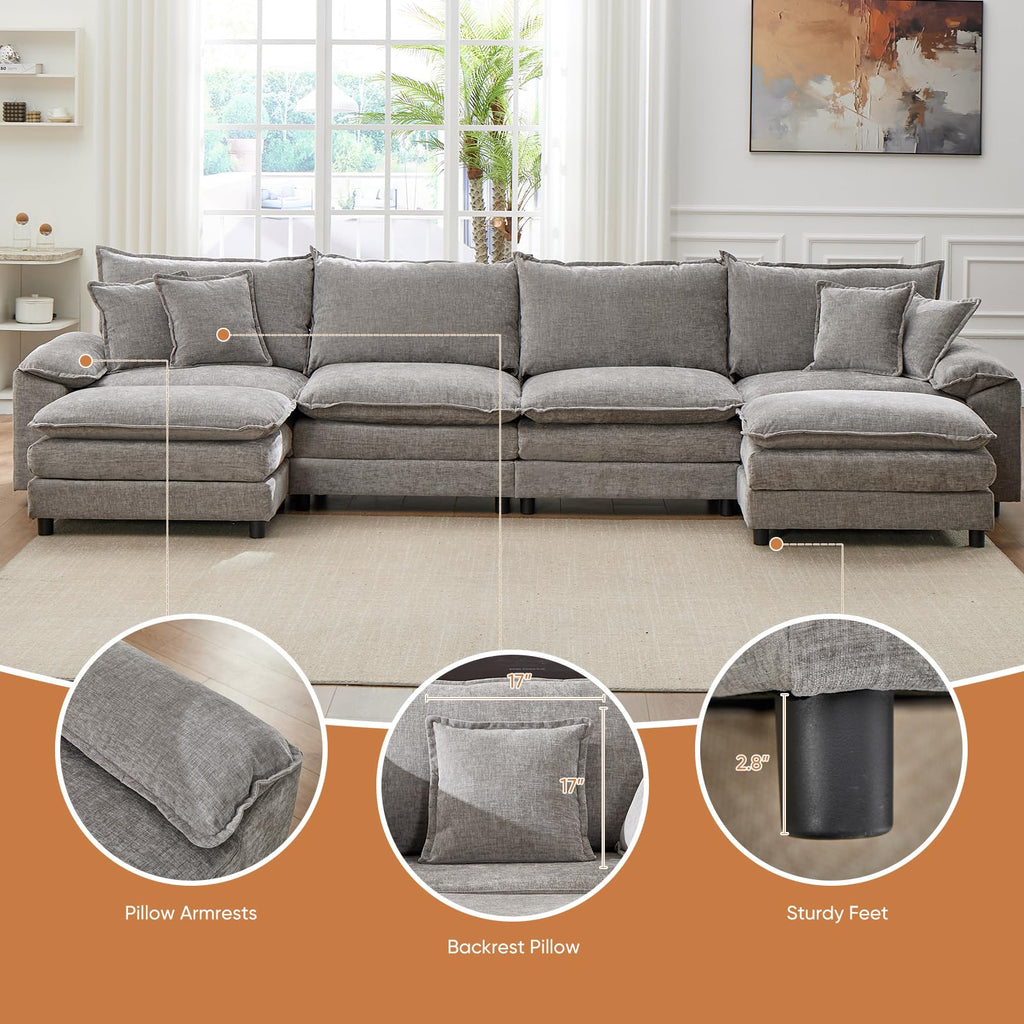 Light Gray Chenille 2 Seater Sofa with Pillows S67319