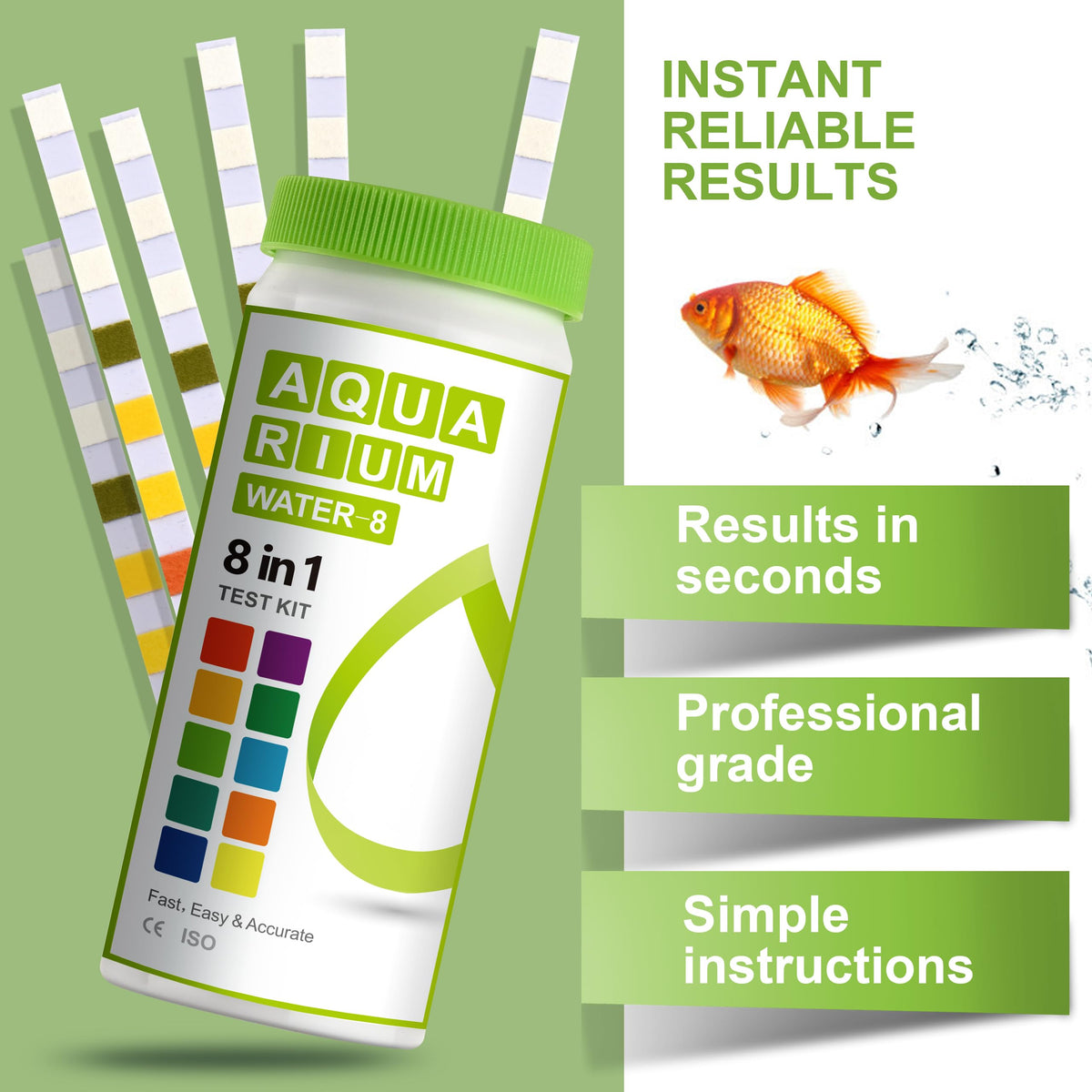 Aquarium Ammonia Test Strips 8-in-1 100 Strips W7870