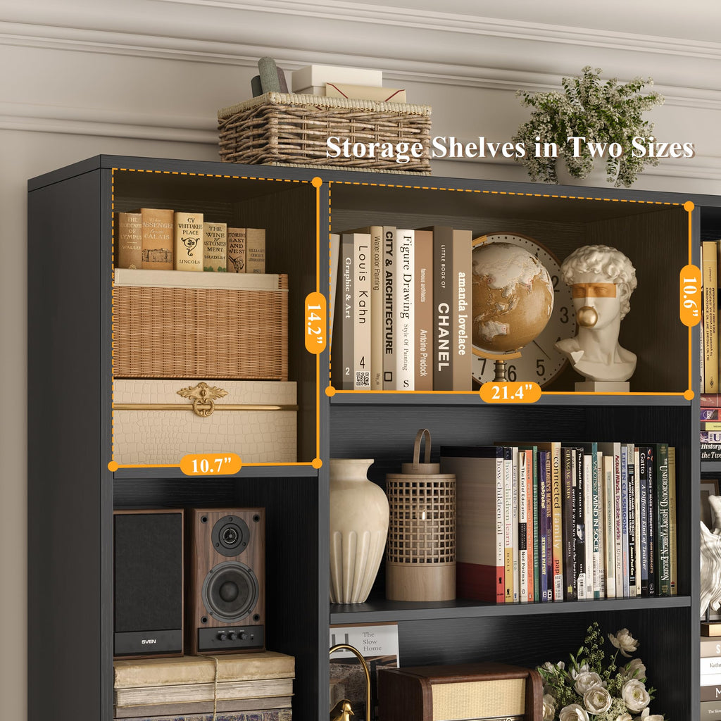 72" Tall Black Bookshelf with Storage F577