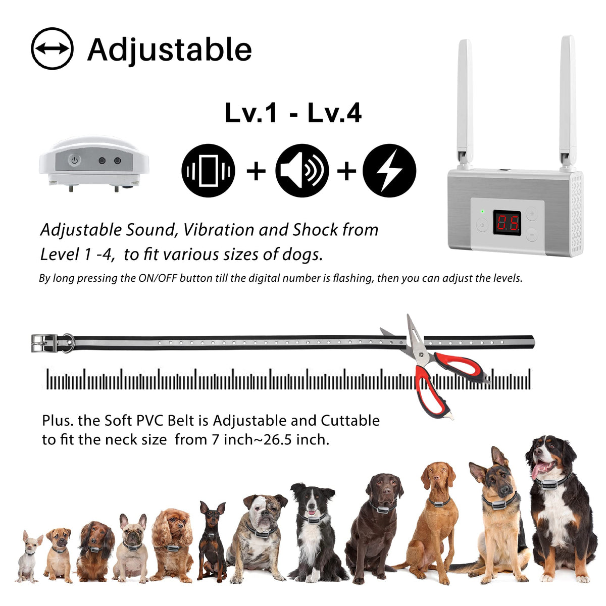 Electric Wireless Dog Fence System with Waterproof Rechargeable Collar G1767