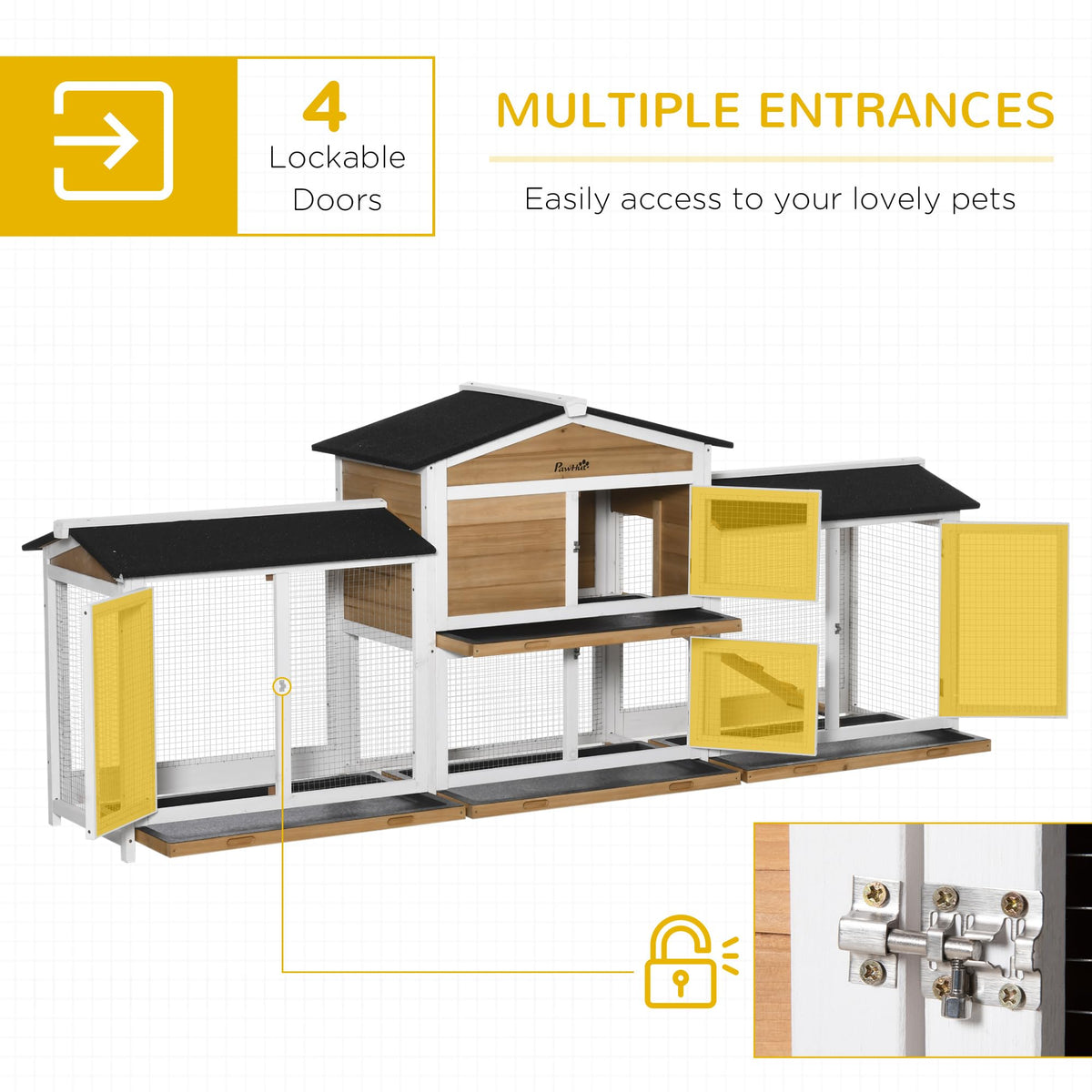 White Wooden Rabbit Hutch with Ramp N84984