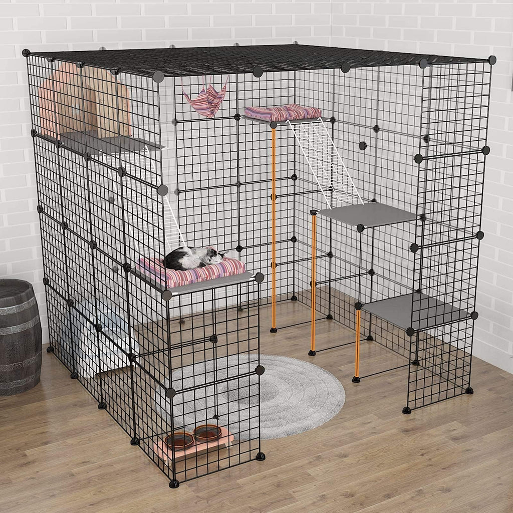 Large Indoor Cat Playpen Metal Wire Cage 55L x 55W x 55H Inchs I916