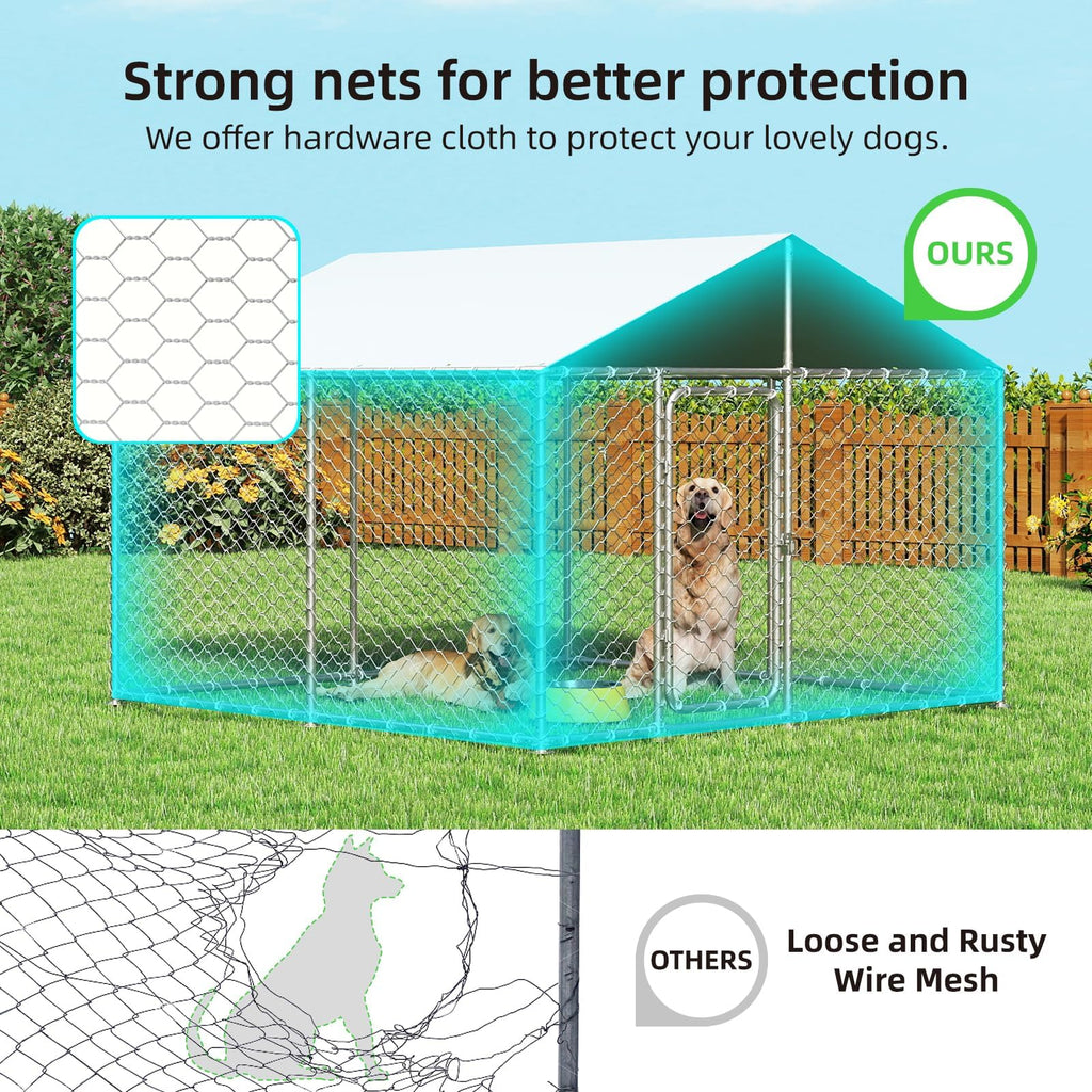 10x10FT Heavy Duty Outdoor Dog Kennel with Roof E712557