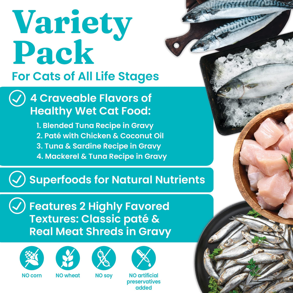 Salmon Dry Cat Food and Wet Cat Food Variety Pack J1755
