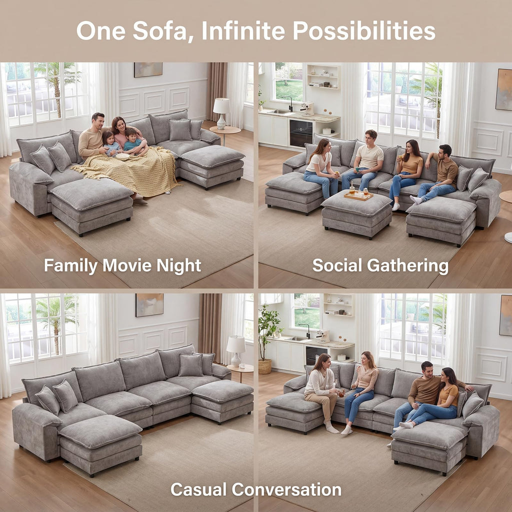 Light Gray Chenille 2 Seater Sofa with Pillows S67319