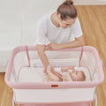 Baby Bassinet Bedside Crib with Mattress & Sheet, 4-Sided Mesh, Pink G205