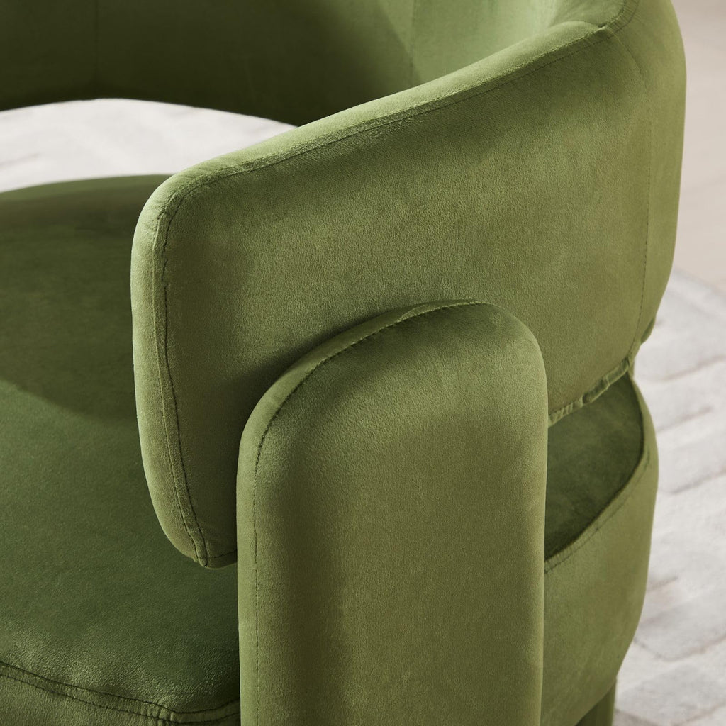 Set of 2 Green Upholstered Accent Chairs with Arms B27226