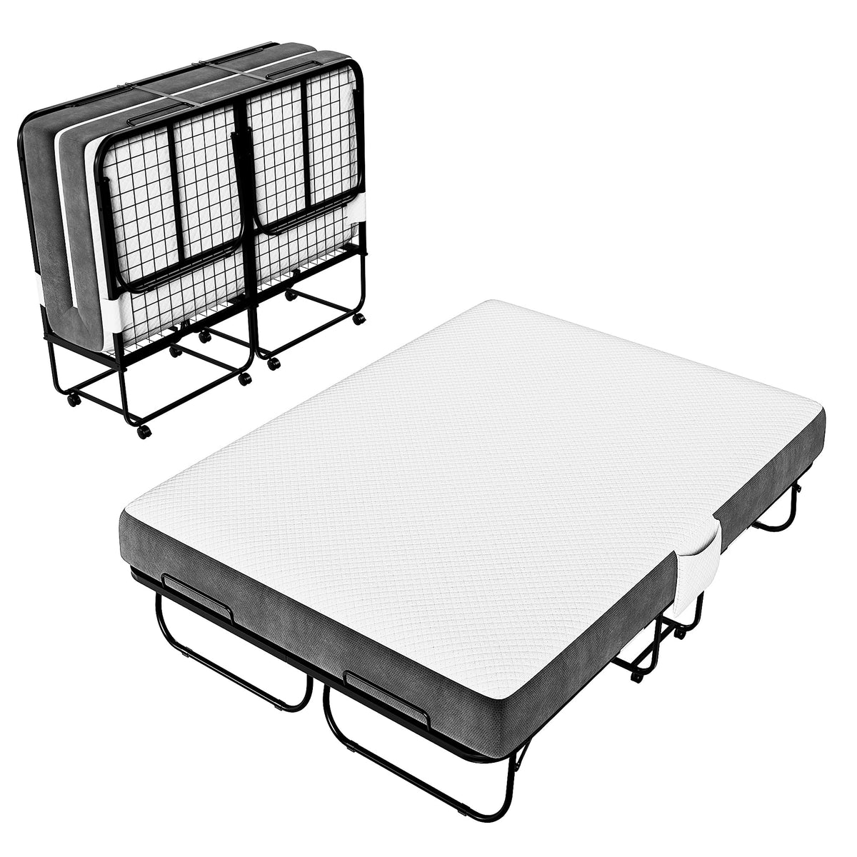 Full Size Folding Bed with Memory Foam Mattress U41469