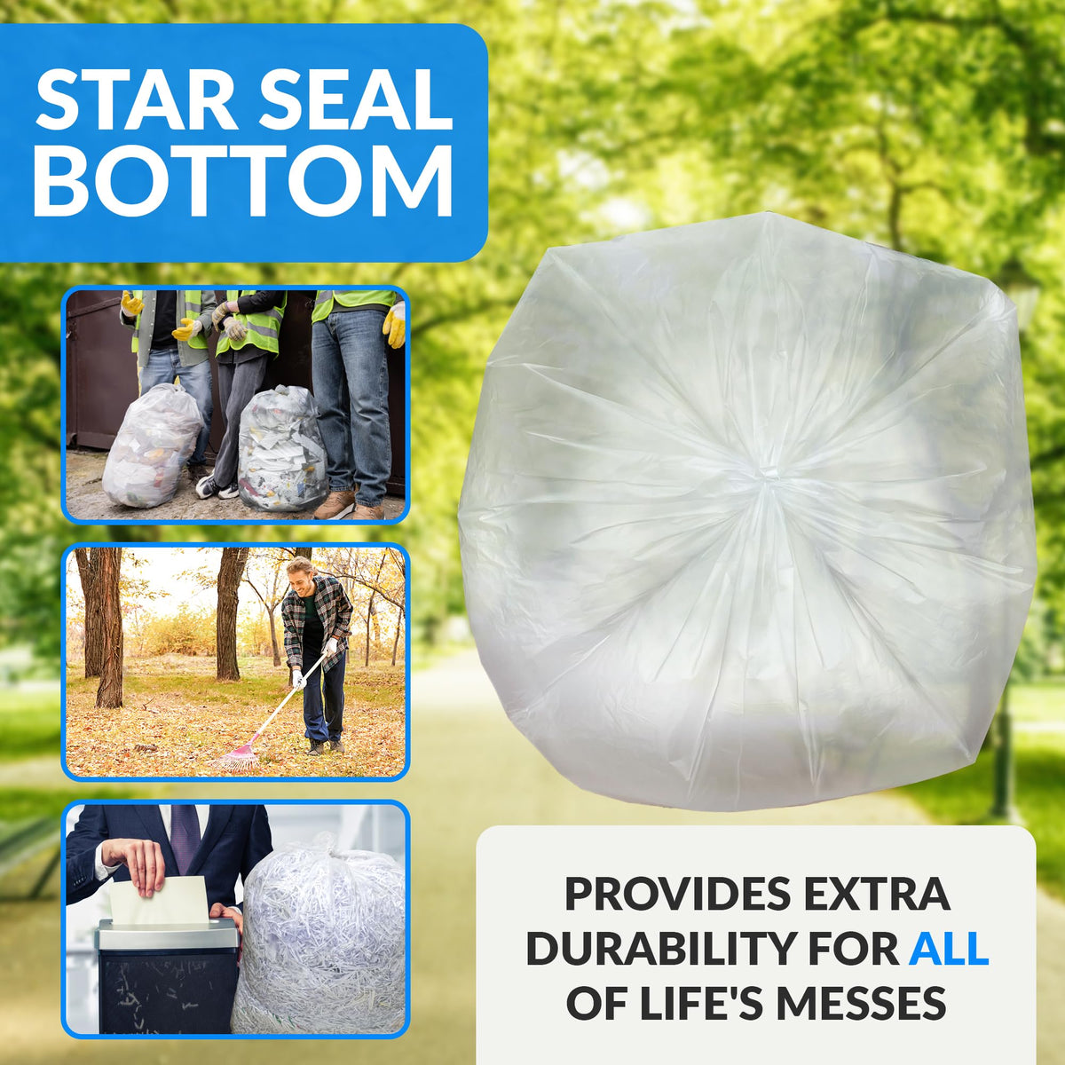 55-60 Gallon Heavy Duty Clear Trash Bags with Ties T781976