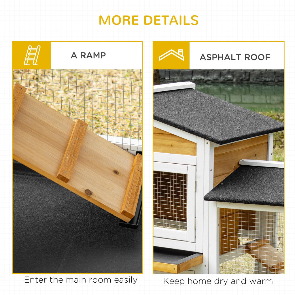 White Wooden Rabbit Hutch with Ramp N84984