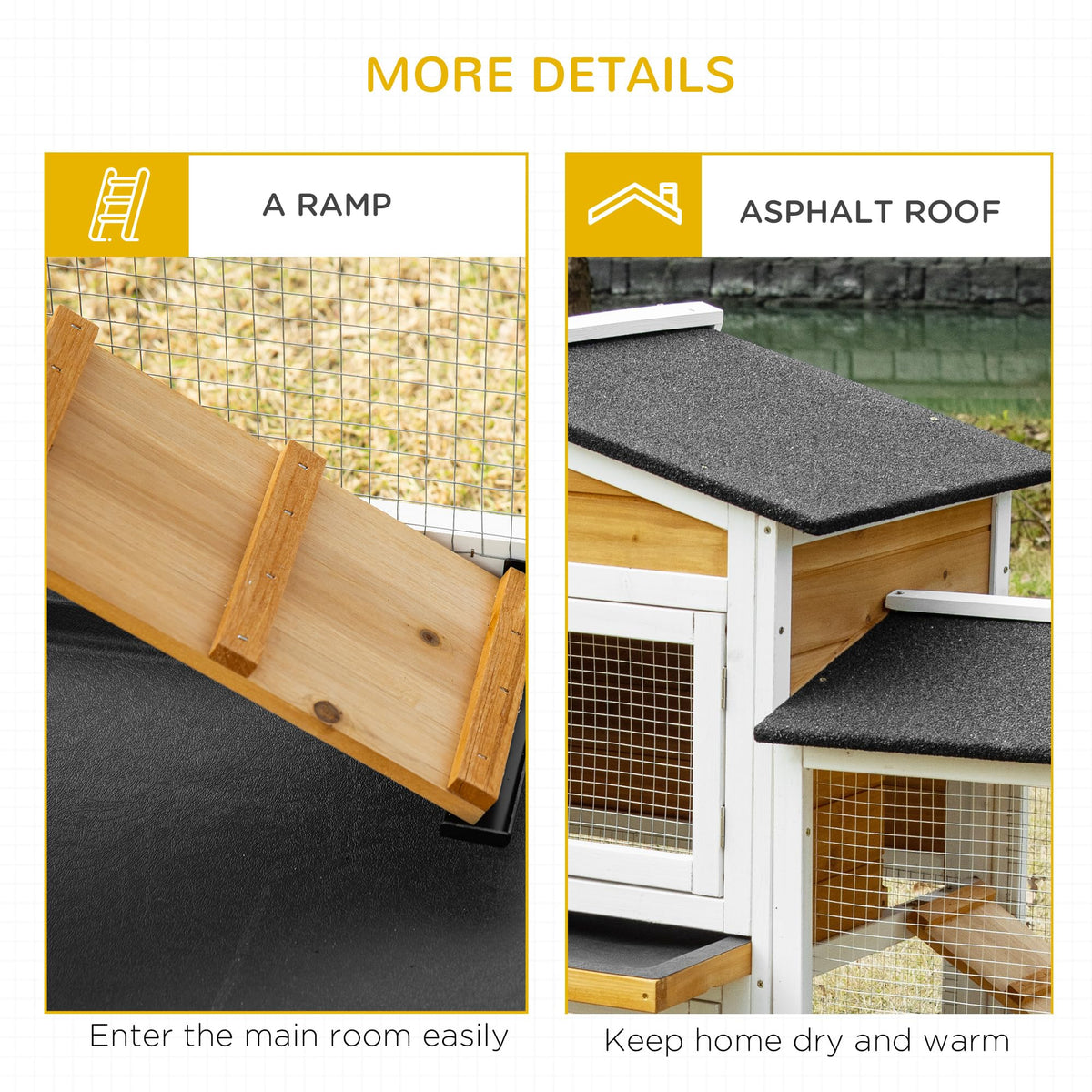 White Wooden Rabbit Hutch with Ramp N84984