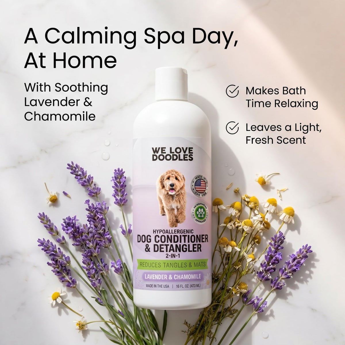 2-in-1 Dog Conditioner & Detangler, Lavender, 16OZ G303