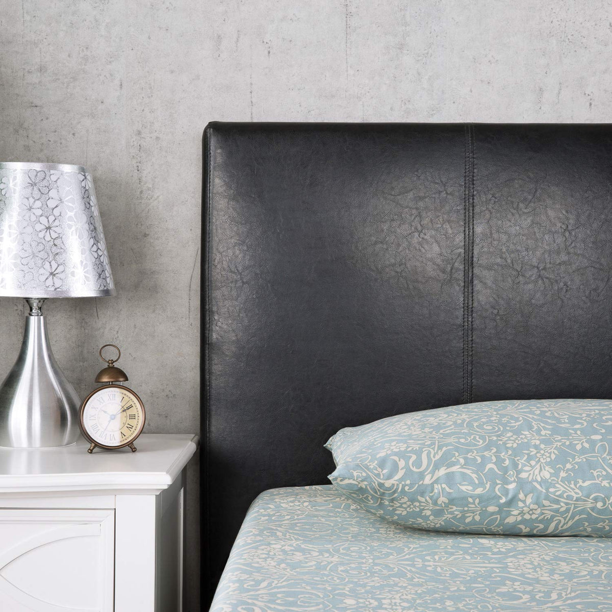 Faux Leather Upholstered Platform Bed Frame California King M993836