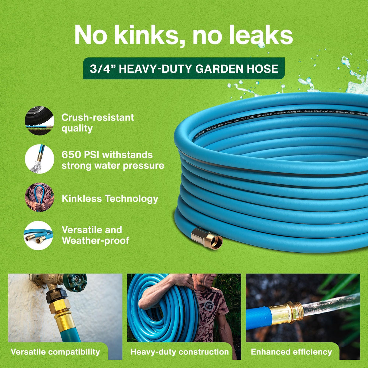 3/4 Inch 100 Ft Heavy Duty Garden Hose Y5813