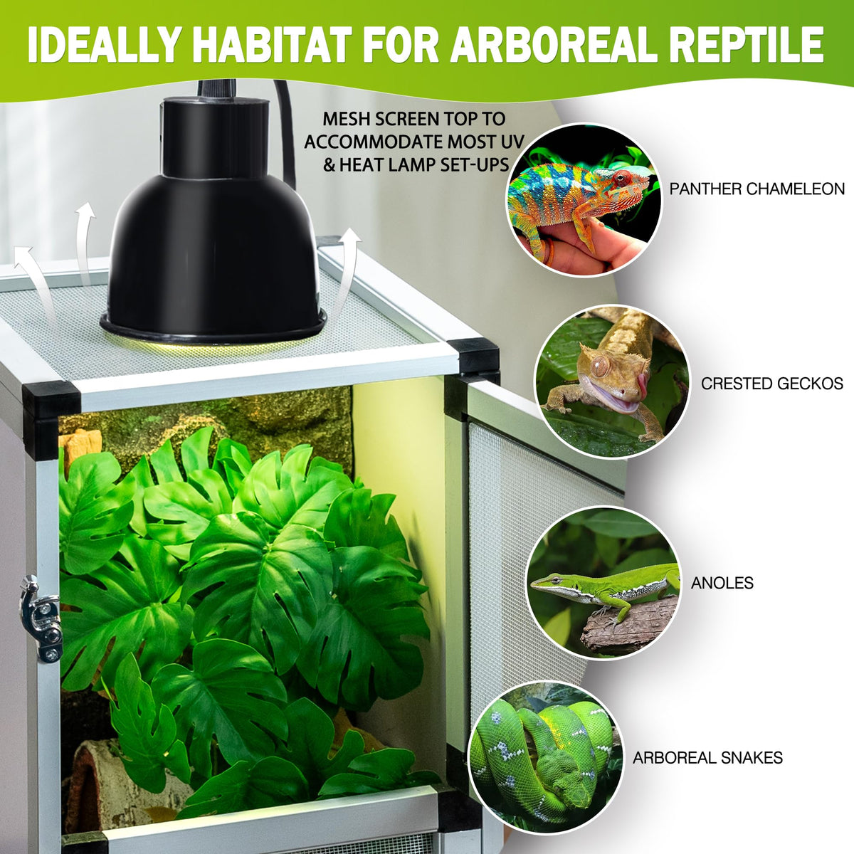 18"x18"x36" Aluminum Frame Reptile Cage with Screen & Acrylic Front Doors Y50769
