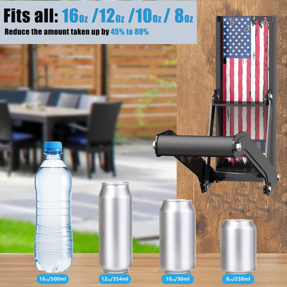 Wall Mounted Heavy Duty Metal Can Crusher for 12 oz & 16 oz Aluminum Cans B57523