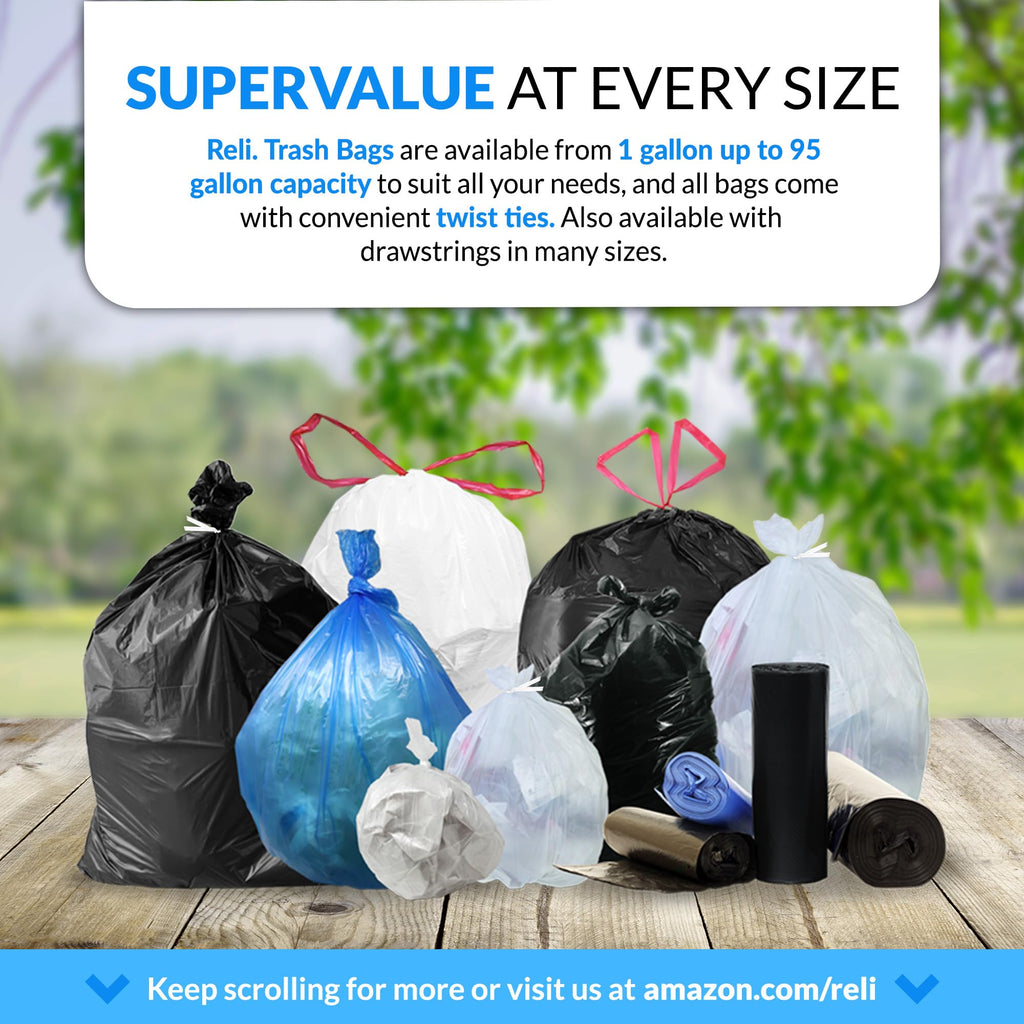 55-60 Gallon Heavy Duty Clear Trash Bags with Ties T781976