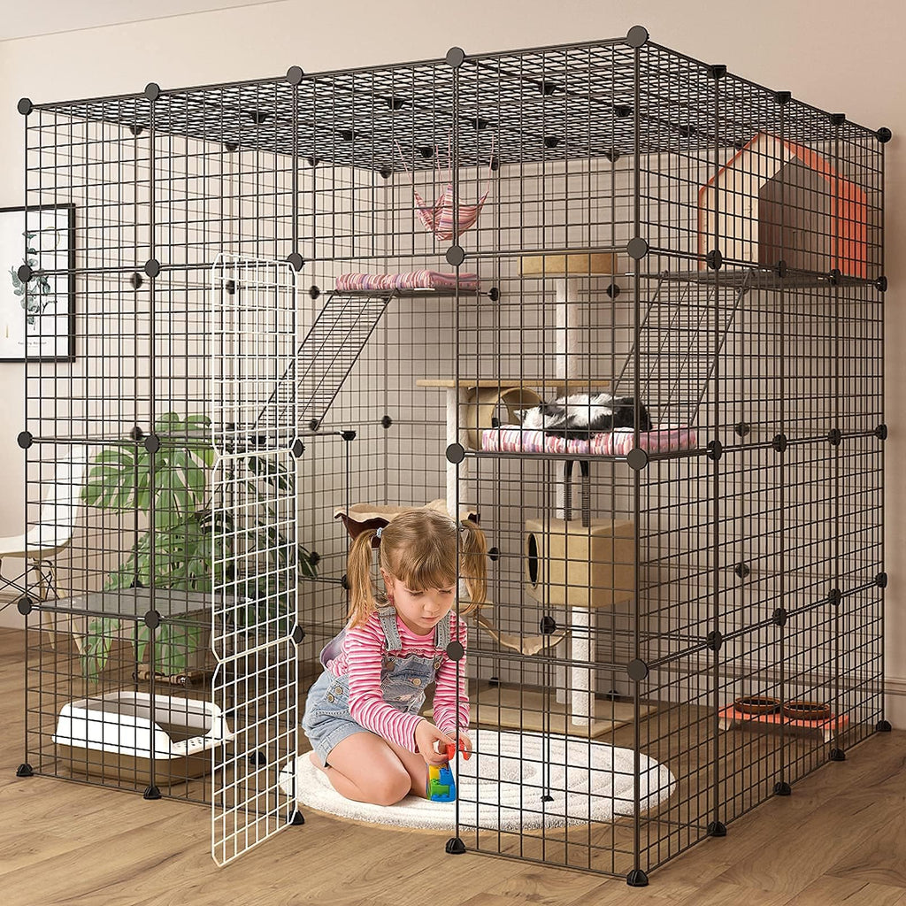 Large Indoor Cat Playpen Metal Wire Cage 55L x 55W x 55H Inchs I916