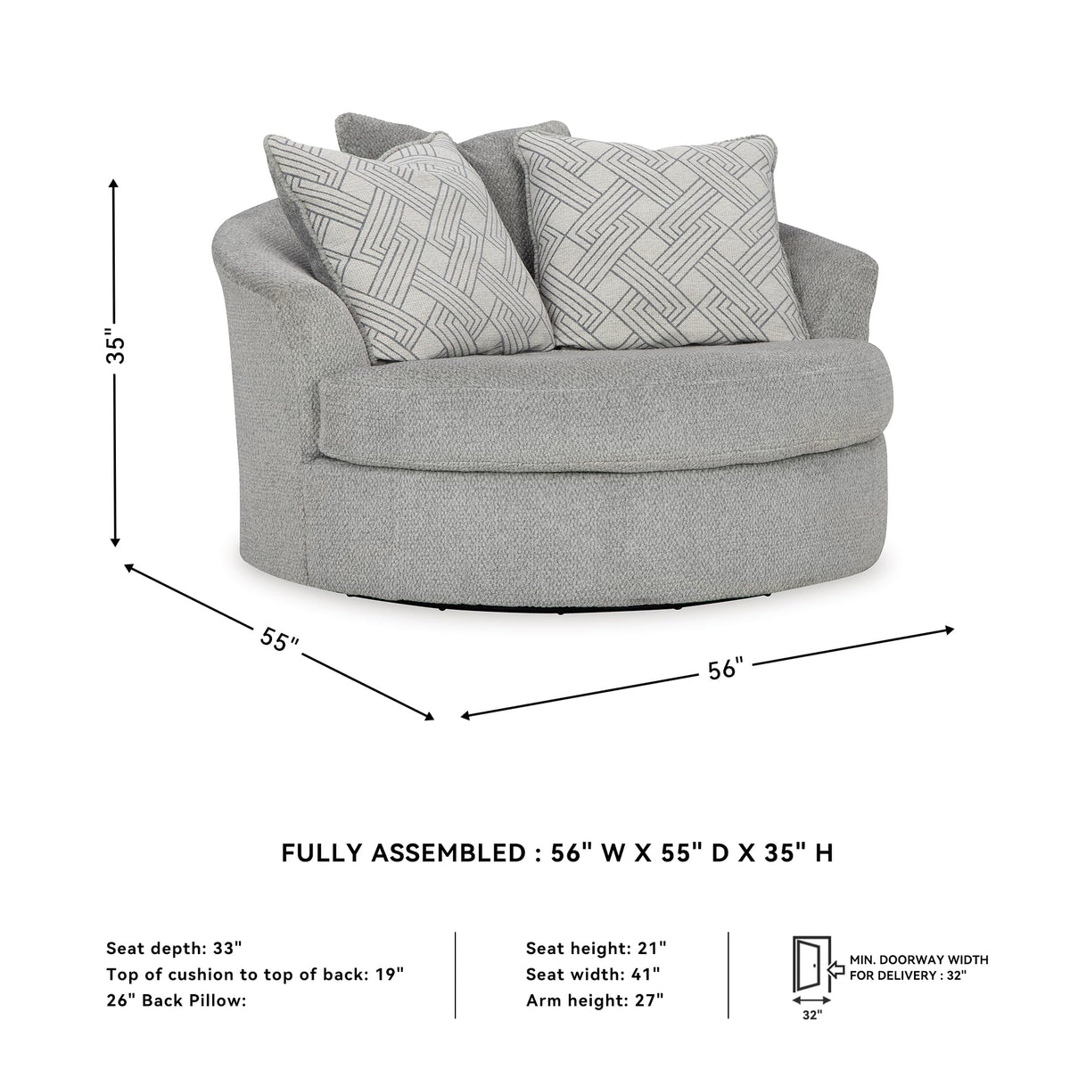 Round Velvet Oversized Swivel Accent Chair I483717